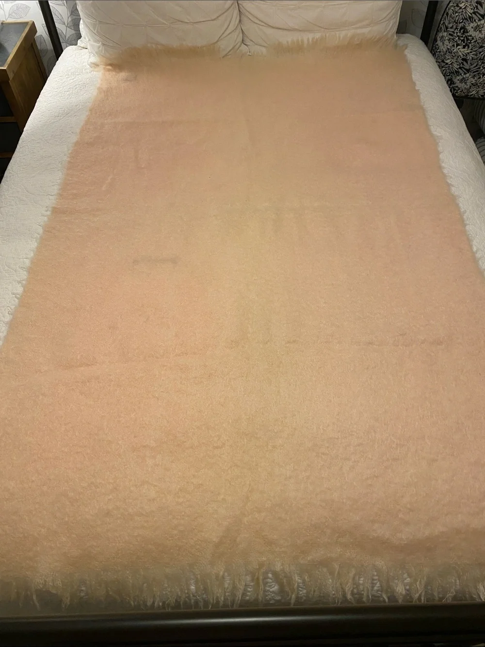 Vintage Glen Cree 100% Mohair Throw in Peach Color Made in Scotland
